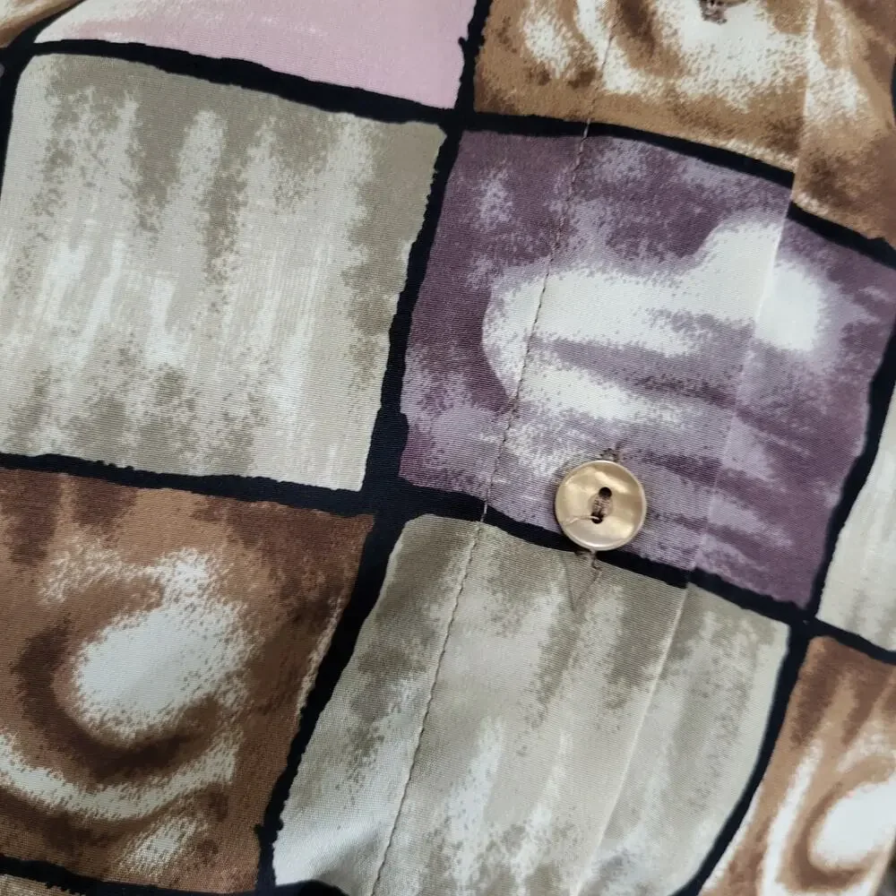 Blouseworks Blouse Shirt Womens XL Geometric Window pane Long Sleeve Button Down - Picture 8 of 12